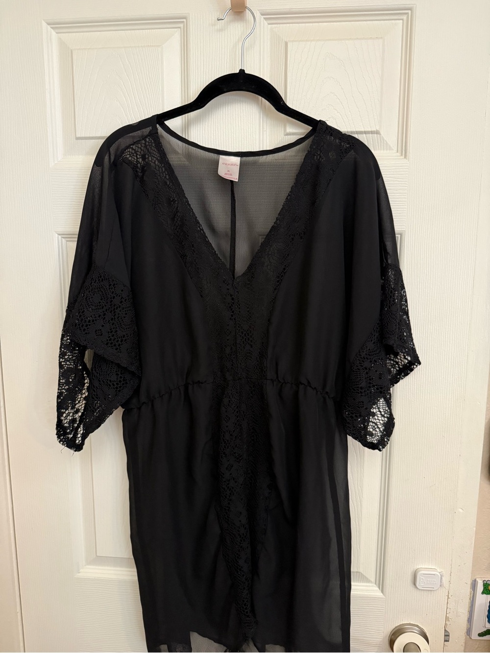 Xhilaration Black Sheer Lace Cover-Up